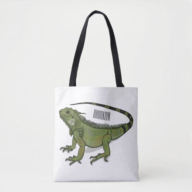 Iguana cartoon illustration tote bag (Front)
