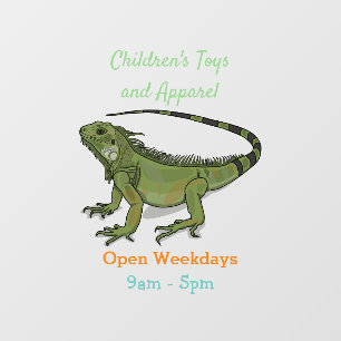Iguana cartoon illustration window cling