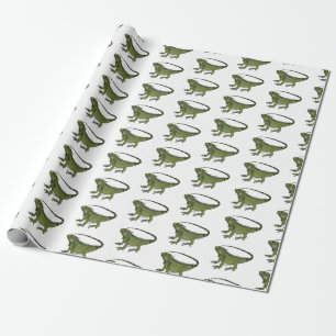 Iguana cartoon illustration  wrapping paper