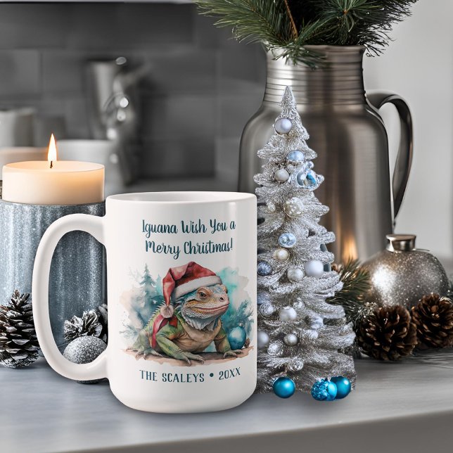 Iguana Christmas  Coffee Mug (Iguana wish you merry christmas mug
)