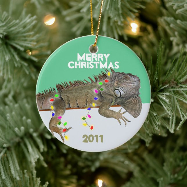 Iguana Christmas Ornament With Year Template (Tree)
