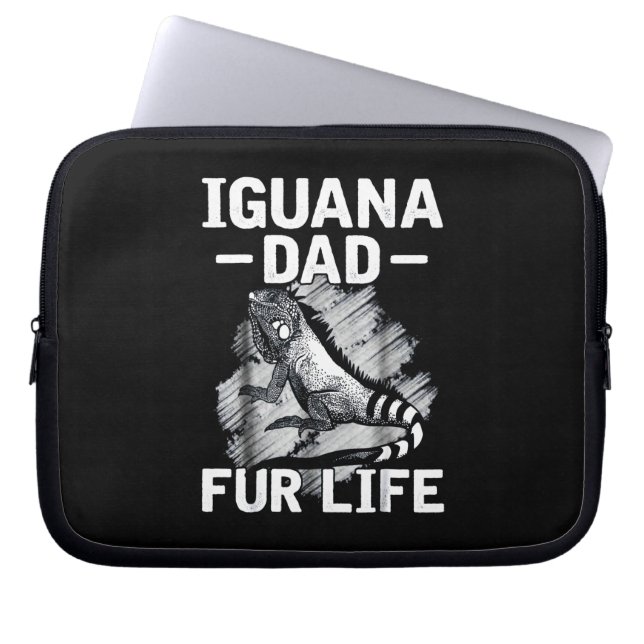 Iguana dad fur life laptop sleeve (Front)