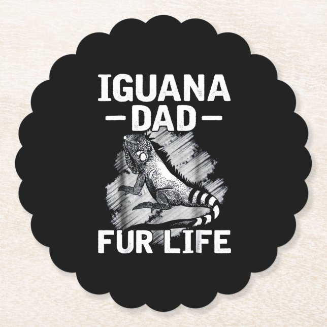 Iguana dad fur life paper coaster (Front)