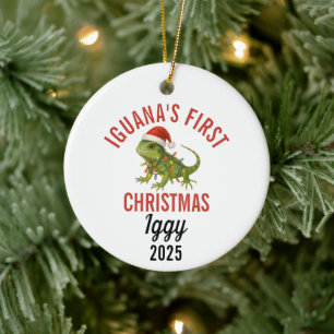 Iguana First Christmas 2025 Ceramic Ornament