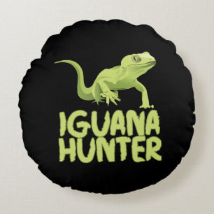 Iguana Hunter - Funny Iguana Reptile Lizard Pet Round Pillow