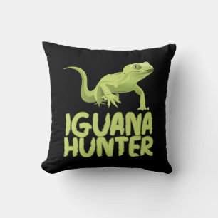 Iguana Hunter - Funny Iguana Reptile Lizard Pet Throw Pillow