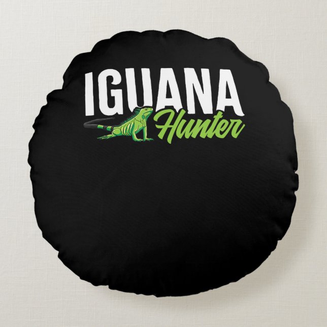 Iguana Hunter Herbivorous Lizard Sharp Eye Specie Round Pillow (Front)