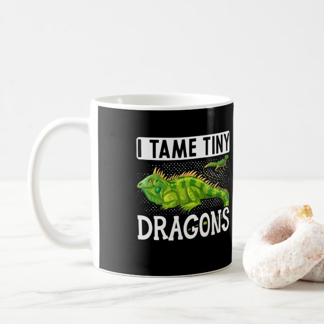 Iguana  I Tame Tiny Dragons  Reptiles Coffee Mug (With Donut)