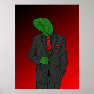 Iguana In a Business Suit Poster