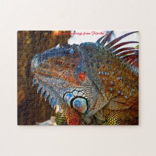Iguana Lizard Florida . Christmas Greetings Jigsaw Puzzle