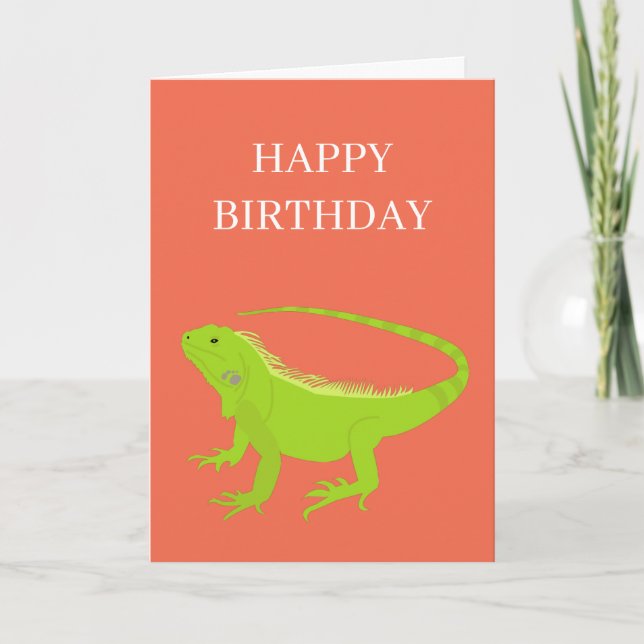 Iguana Lizard Illustration Birthday Card (Front)