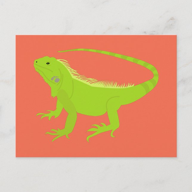 Iguana Lizard Illustration Holiday Postcard (Front)