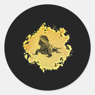 Iguana Lizard Motif Terrarium Reptile Colourful Li Classic Round Sticker