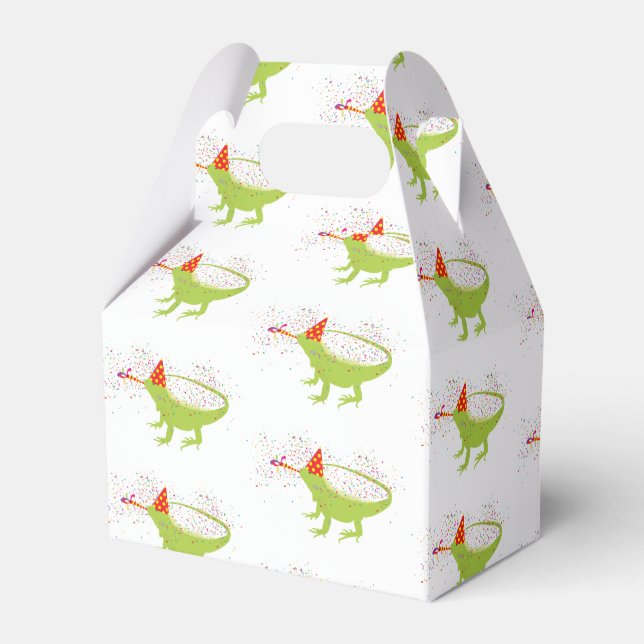 Iguana Lizard Partying Animals Having a Party Favor Box (Front Side)