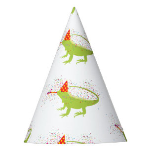 Iguana Lizard Partying Animals Having a Party Hat