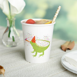 Iguana Lizard Partying Animals Having a Party Paper Cups