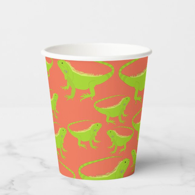 Iguana Lizard Pattern Paper Cups (Front)