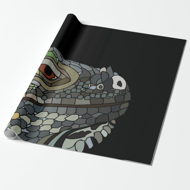 Iguana Lizard  Wrapping Paper (Unrolled)