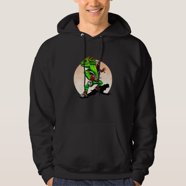 Iguana Man  Retro Lizard  Reptile Punk Hoodie (Front)