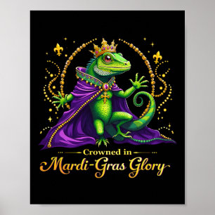 Iguana Mardi Gras 2025 Vibrant Iguana Lover Women  Poster