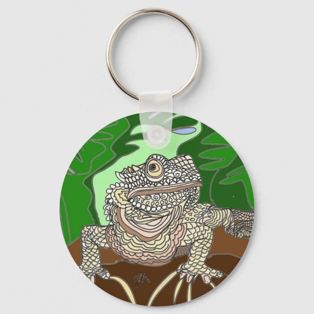 Iguana on a rock keychain (Front)