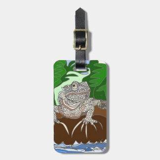 Iguana on a rock luggage tag
