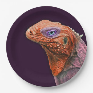 Iguana Orange Photo Paper Plate
