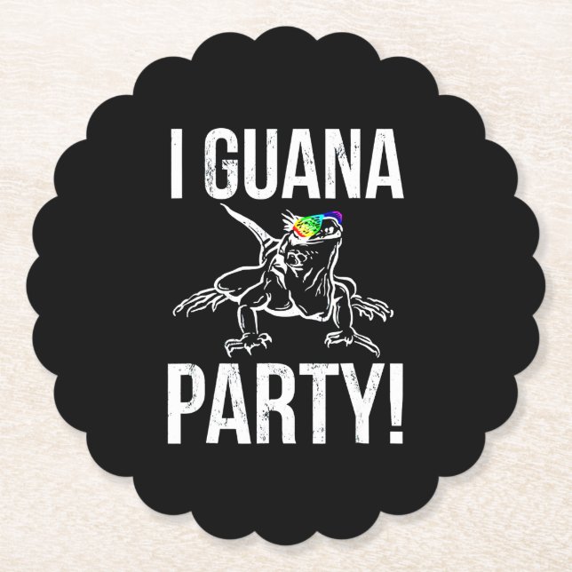 Iguana Party Paper Coaster (Front)