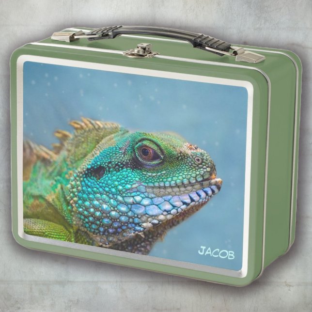 Iguana Personalized Colourful Reptile Metal Lunch Box (Iguana Personalized Colorful Reptile Metal Lunch Box)