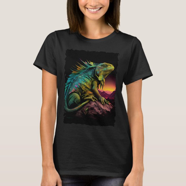 Iguana reptile lizard retro 70s vintage T-Shirt (Front)