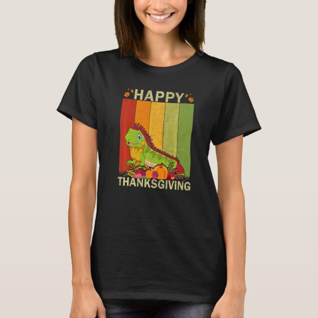 Iguana  Retro Graphic Family Matching Thanksgiving T-Shirt (Front)