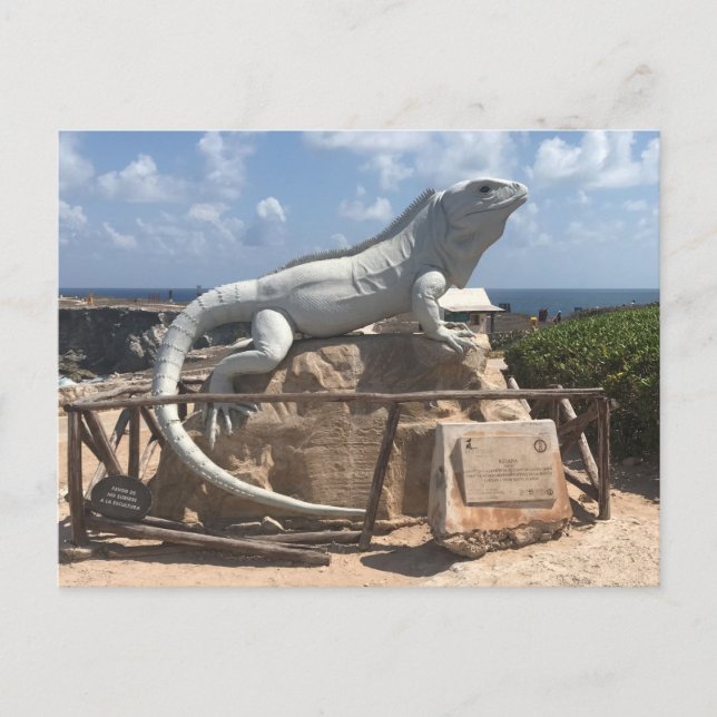 Iguana Sculpture Isla Mujeres, Mexique Carte posta (Devant)