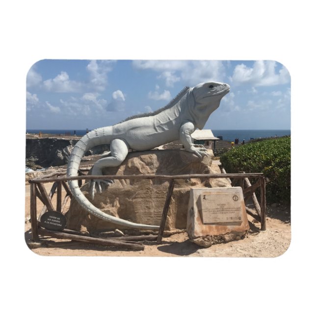 Iguana Sculpture Isla Mujeres, Mexique Magnet phot (Horizontal)
