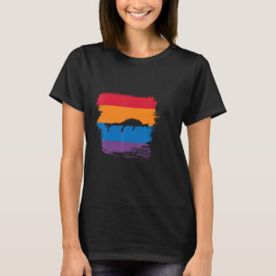 Iguana Shadow Silhouette With Colourful Flag T-Shirt