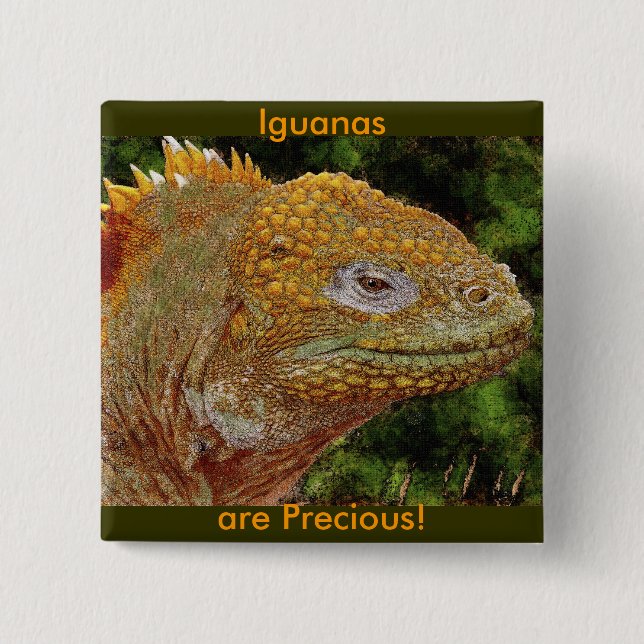IGUANA WARRIOR Art 2 Inch Square Button (Front)