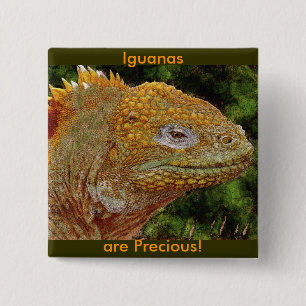 IGUANA WARRIOR Art 2 Inch Square Button