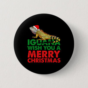 Iguana Wish You A Merry Christmas Funny Iguana  2 Inch Round Button