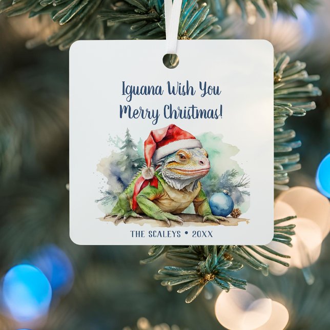 Iguana Wish You a Merry Christmas Metal Ornament (iguana wish you merry christmas ornament
)