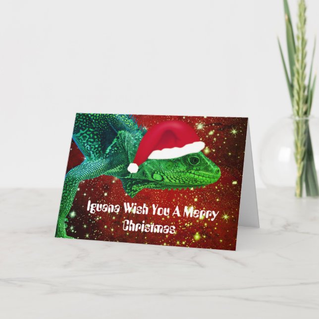 Iguana Wish You A Merry Christmas Personalized Holiday Card (Front)