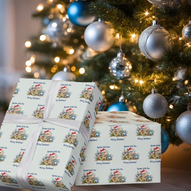 Iguana Wish You a Merry Christmas Wrapping Paper (Iguana wish you a merry christmas light green gift wrap
)