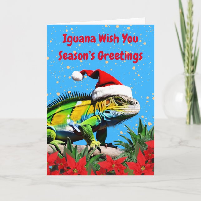 Iguana Wish You Seasons Greetings Christmas Card (Front)