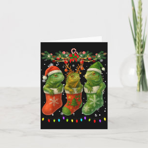 Iguanas In Christmas Socks Lights Iguanas Xmas Card