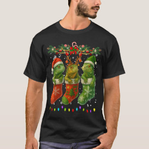 Iguanas In Christmas Socks Lights Iguanas Xmas  T-Shirt