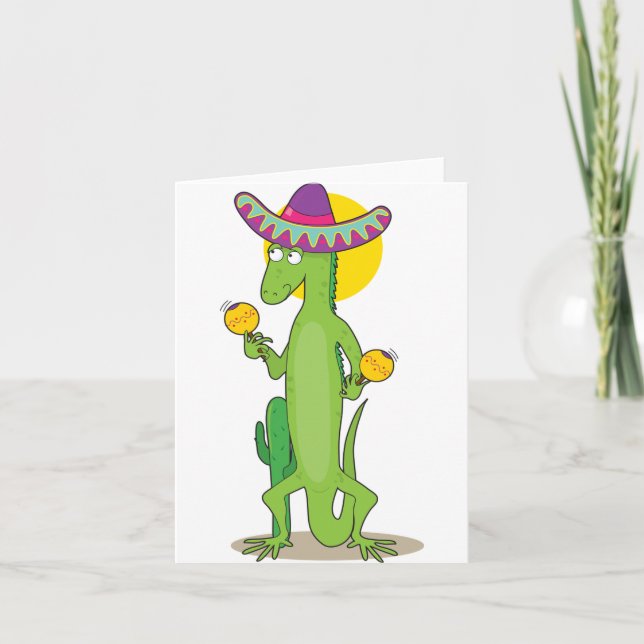 Iguane dans des cartes de note de sombrero (Devant)
