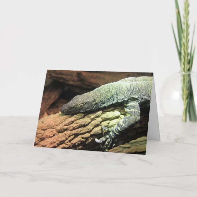 Iguane drôle, au-dessus de la carte d'anniversaire (Devant)