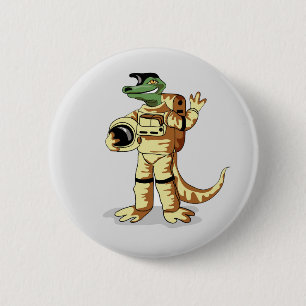 Iguanodon Dressed In A Cosmonaut Spacesuit. 2 Inch Round Button