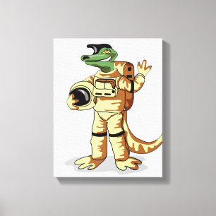 Iguanodon Dressed In A Cosmonaut Spacesuit. Canvas Print