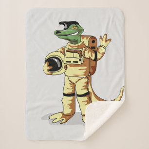 Iguanodon Dressed In A Cosmonaut Spacesuit. Sherpa Blanket