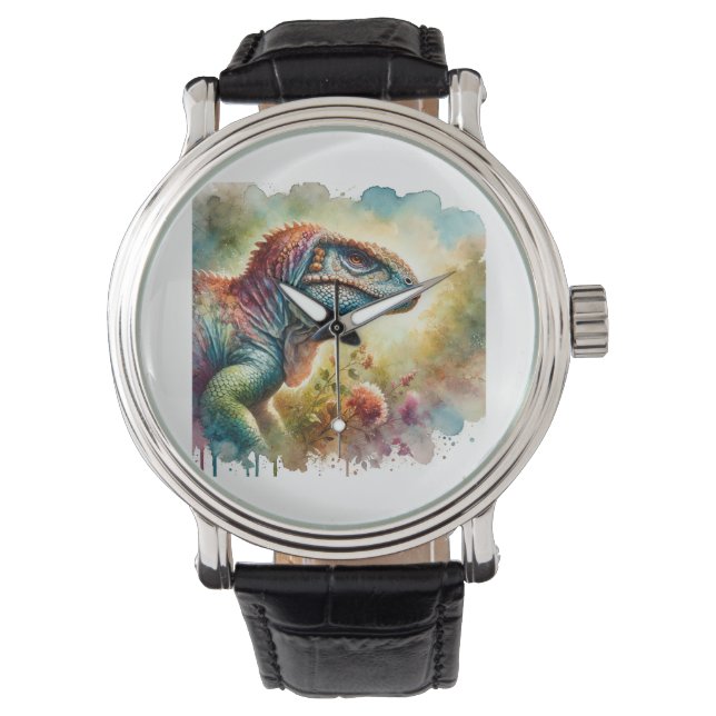Iguanodon in a Colorful Sanctuary 020924AREF106 -  Watch (Front)