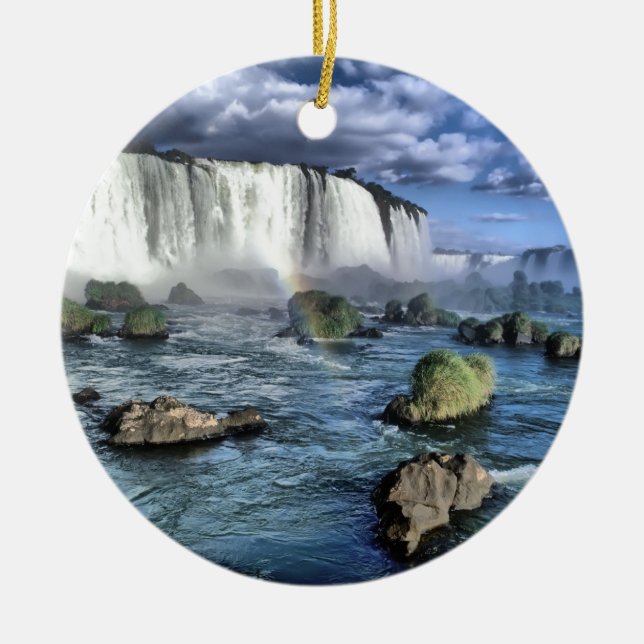 Iguasu falls Brazil Ceramic Ornament (Front)